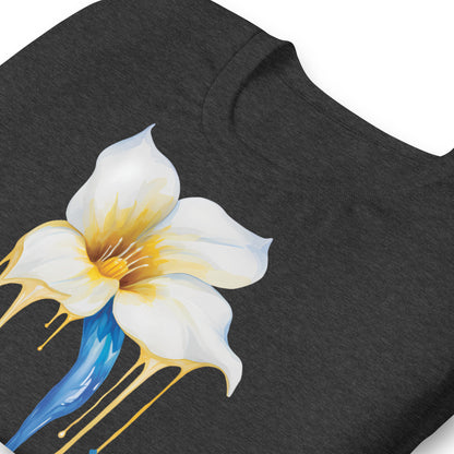 Golden Cascade - Gold and Blue Watercolor floral T-Shirt