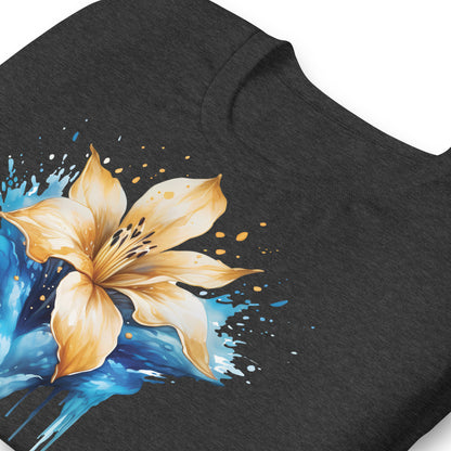 Sunshower Surge - Gold and Blue Watercolor floral T-Shirt