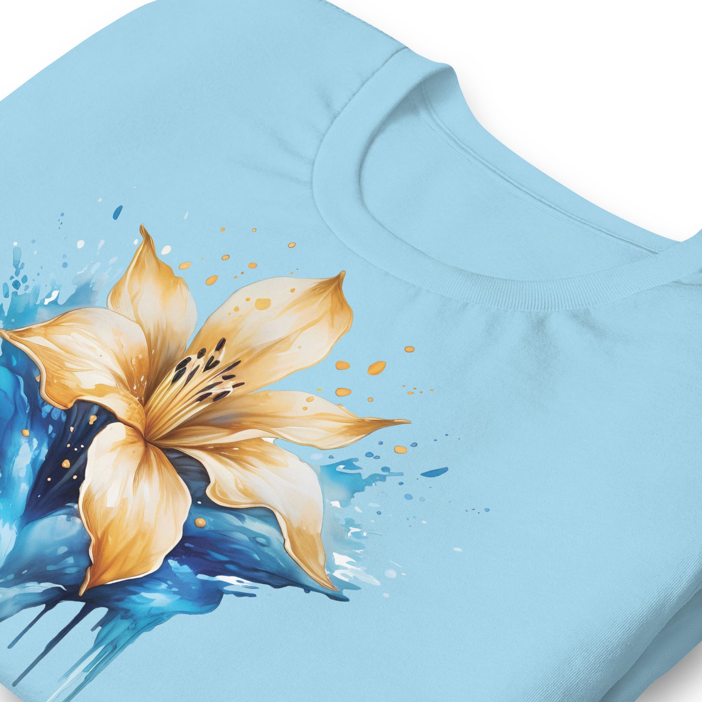 Sunshower Surge - Gold and Blue Watercolor floral T-Shirt