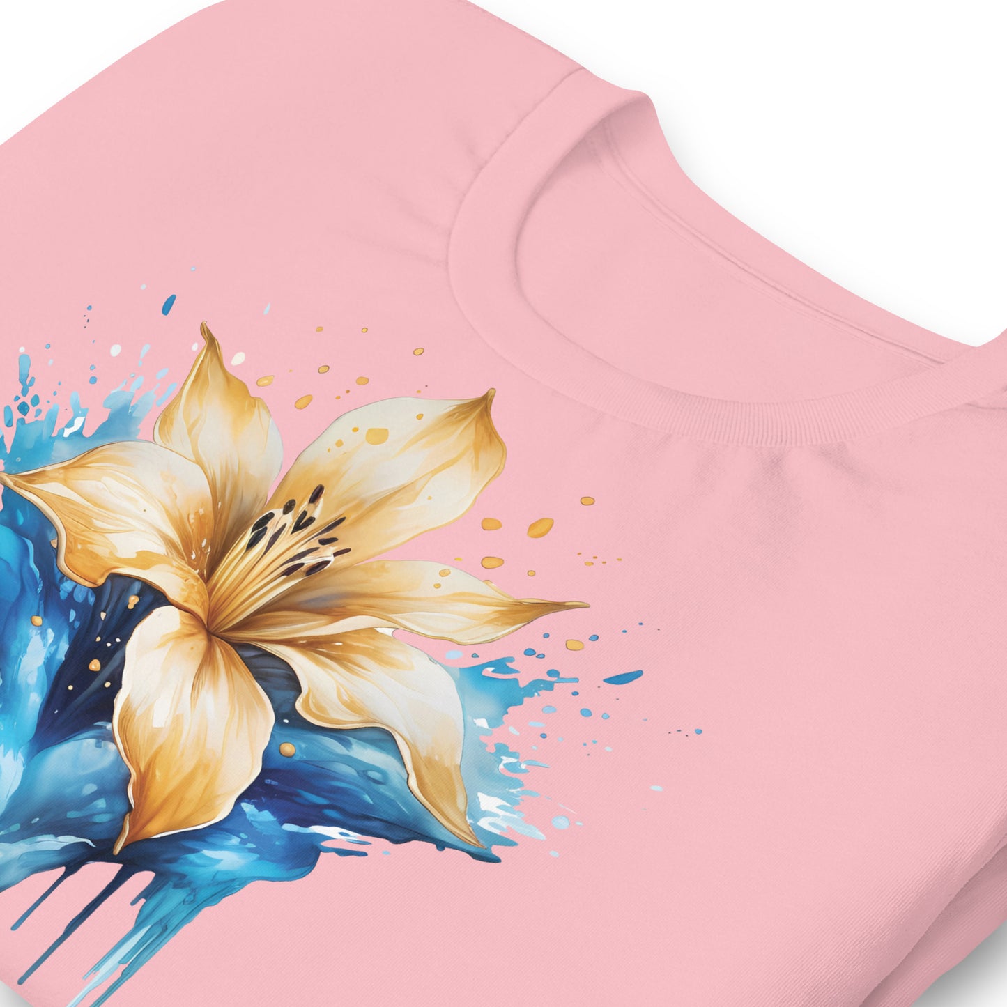 Sunshower Surge - Gold and Blue Watercolor floral T-Shirt